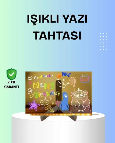 Mey İthalat® Yaratıcı Çizim ve Mesajlar İçin LED Işıklı Renkli Tahta ürün görseli 1