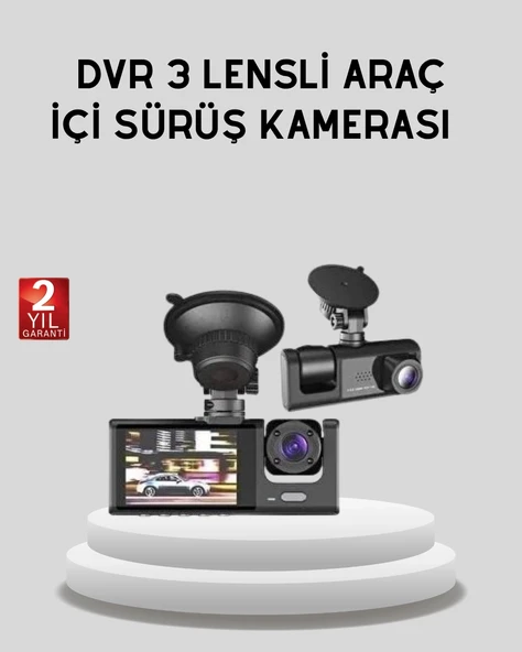 Mey İthalat® Full HD Üç Kameralı Araç Kamerası 170° Geniş Açılı ve Park Destekli ürün görseli 1
