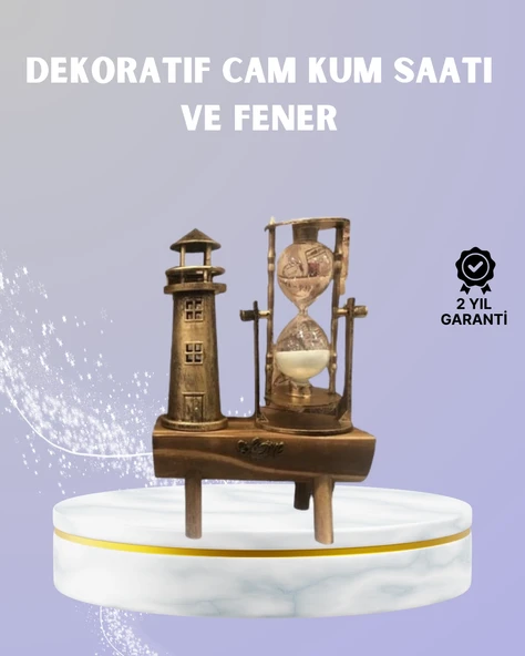 Mey İthalat® Ahşap Kum Saati ve Deniz Feneri Figürü Bir Arada – Ev & Ofis Dekorasyonu ürün görseli 1