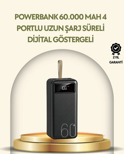 Mey İthalat® Tüm Cihazlarla Uyumlu LED Fenerli 4 Çıkışlı Powerbank ürün görseli 1