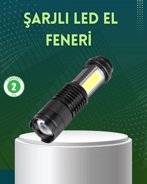 Mey İthalat® 4 Modlu USB Şarjlı LED El Feneri Kamp ve Outdoor ürün görseli 1
