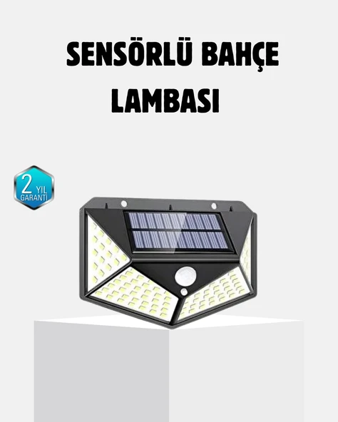 Mey İthalat® Güneş Enerjili 100 LED Dış Mekan Lamba – Hareket Sensörlü, 2200mAh Bataryalı Solar Aydınlatma ürün görseli 1
