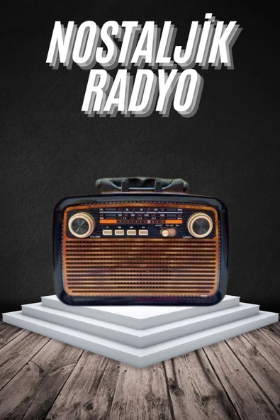 Mey İthalat® Eskitme Nostalji Tasarımlı Bluetoothlu Nostalji Radyo Ahşap Nostaljik Görünümlü ürün görseli 1