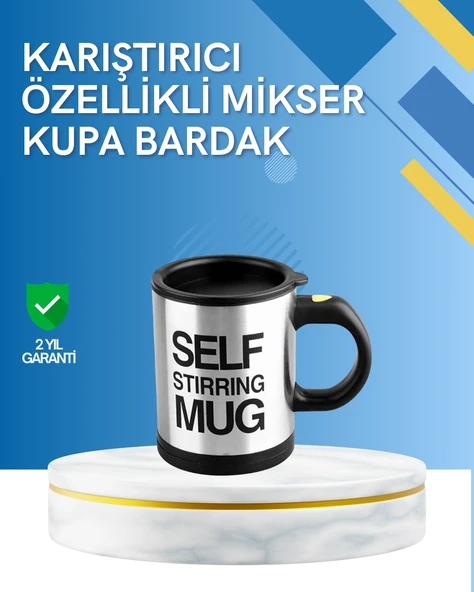 Mey İthalat® Çift Katmanlı Termos Özellikli Karıştırma Motorlu Kupa ürün görseli 1