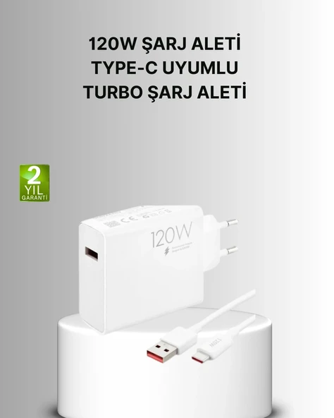 Mey İthalat® 120W Mi Turbo Akıllı Tanıma Çipli Hızlı Şarj Cihazı Taşınabilir ve Dayanıklı ürün görseli 1