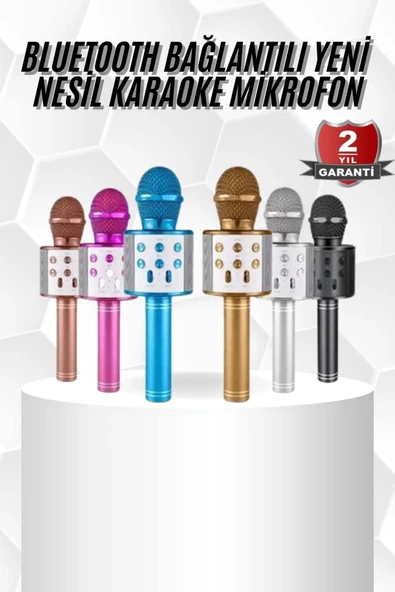 Mey İthalat® Karaoke Mikrofon Bluetooth Bağlantılı Aux Girişli Uzun Pil Ömrü Yüksek Ses Kaliteli ürün görseli 1