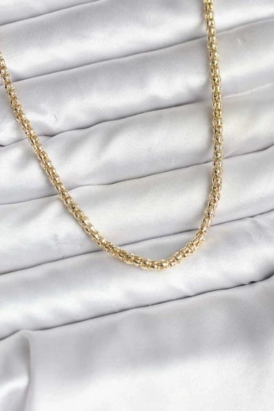Mey İthalat® 14K Gold Renk Kaplama Boru Zincir Model CM Kadın Kolye ürün görseli 1
