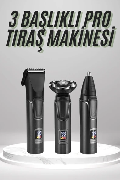 Mey İthalat® Dijital Göstergeli 3 Başlıklı Tıraş Makinesi Islak Kuru Lazer Öncesi Günlük ürün görseli 1