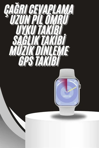 Mey İthalat® Akıllı Saat Gümüş Kasa Bluetooth Kulaklık Hediyeli Çok Fonksiyonlu İkili Set ürün görseli 1