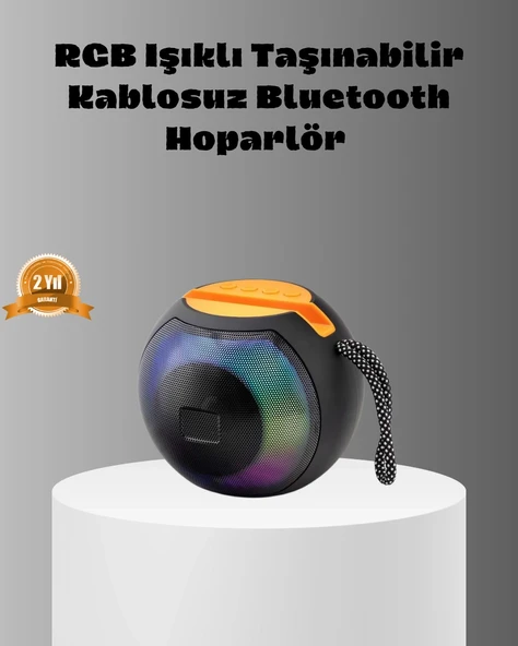 Mey İthalat® Taşınabilir Bluetooth Hoparlör – RGB Işıklı, Güçlü Bas ve 8 Saat Pil Ömrü ürün görseli 1