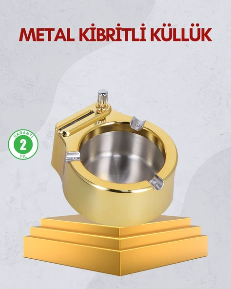 Mey İthalat® Paslanmaz Çelik Küllük Çakmaklı Masa Üstü Kullanım ürün görseli 1