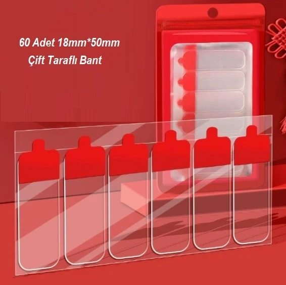 Mey İthalat® 60 Parça Kolay Açılır Güçlü Çift Taraflı Bant 18mm*50mm ürün görseli 1