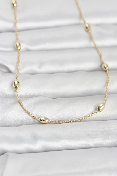 Mey İthalat® CM 14K Gold Renk Topçuklu Burgu Zincir Model 60 cm Kadın Kolye ürün görseli 1