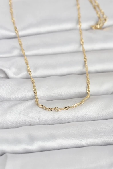Mey İthalat® CM 14K Gold Renk Burgu Zincirli 60 cm Kadın Kolye ürün görseli 1