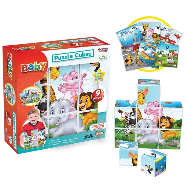Mey İthalat® Resimli Küpler 9 Parça  Bebek Aktivite Oyun Seti ürün görseli 1
