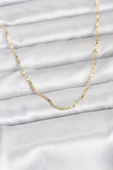 Mey İthalat® CM 14K Gold Renk Yassı Zincir Model 60 cm Kadın Kolye ürün görseli 1