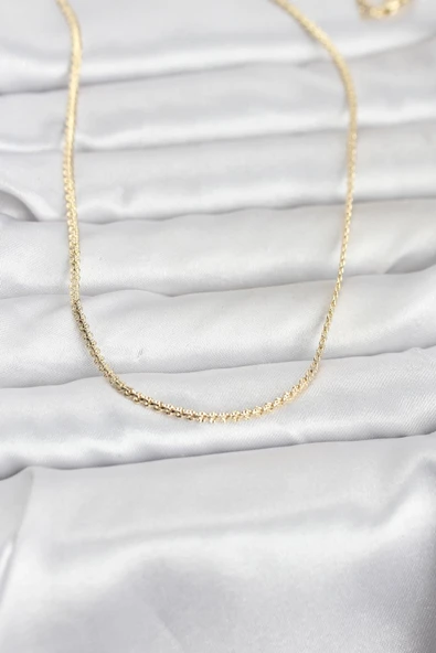 Mey İthalat® CM 14K Gold Renk Yassı Zincir Model 60 cm Kadın Kolye ürün görseli 1
