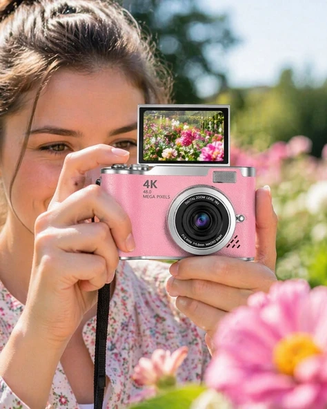 Mey İthalat® Sosyal Medya İçerik Kamera 48 MP HD Video Flip Ekranlı Dijital Kamera ürün görseli 1