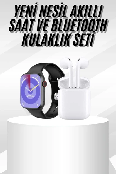 Mey İthalat® Yeni Nesil Akıllı Saat Ve Kulaklık Seti Gümüş Kasa Zarif Tasarım Çok Fonksiyonlu ürün görseli 1