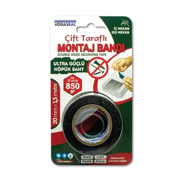 Mey İthalat® Vodaseal Ultra Güçlü Çift Taraflı Köpük Bant 20 mm x 1,5 Metre ürün görseli 1