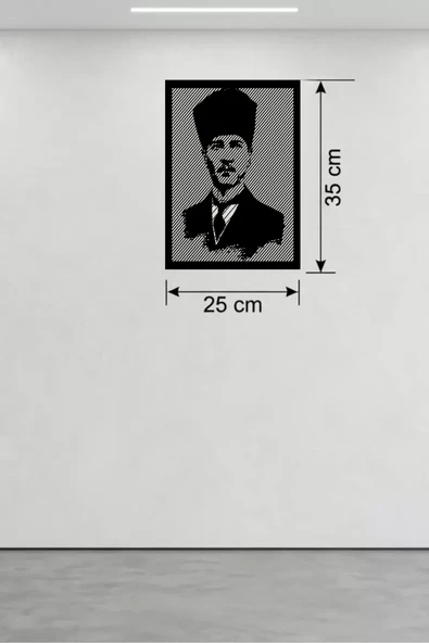 Mey İthalat® Atatürk Line Art Metal Görünümlü Ahşap Tablo - Modern Ofis ve Ev Dekoru ürün görseli 1