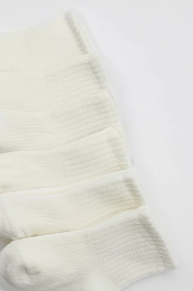 Mey İthalat® 6'Lı Basic Penye Soket Çorap 10101 Ekru - Resim 5
