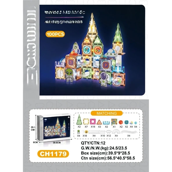 Mey İthalat® 7.5CM Işıklı Blok 100 Parça ürün görseli 1