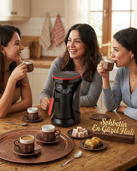 Mey İthalat® Modern Tasarımlı Türk Kahvesi Makinesi Taşma Emniyetli 4 Fincan Kapasiteli ürün görseli 1