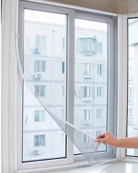 Mey İthalat® Pencere Sineklik Tülü 100x150 CM Çift Taraflı Bant Hediyeli Kesilebilir Tül Sineklik Seti ürün görseli 1