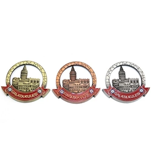 Mey İthalat® İstanbul Temalı Metal Magnet Galata Kulesi Yuvarlak Tasarım ürün görseli 1