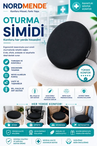 Mey İthalat® Ortopedik Oturma Simidi Koltuk Minderi – Kuyruk Sokumu Destekli Yuvarlak Oturma Yastığı ürün görseli 1