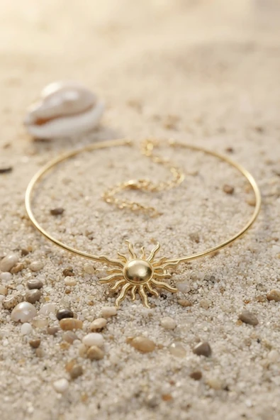 Mey İthalat® Güneş Model Gold Renk Choker Kadın Kolye ürün görseli 1