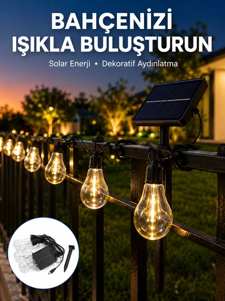 Mey İthalat® Solar LED Ampul Işık Dış Mekan Bahçe Pergola Balkon Dekoratif Aydınlatma ürün görseli 1