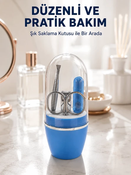 Mey İthalat® Mavi Tırnak Bakım Seti Çok Amaçlı Manikür Pedikür Kiti ürün görseli 1