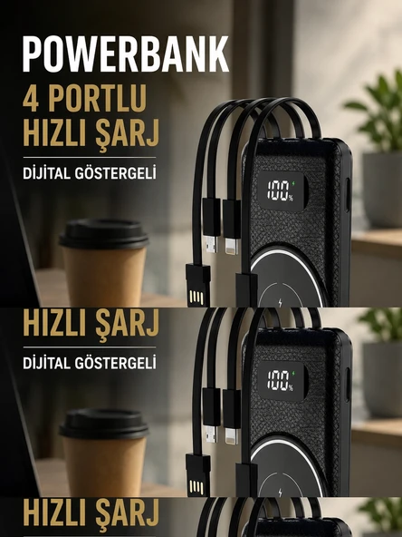 Mey İthalat® Hızlı Şarj Dijital Göstergeli Powerbankli Çoklu Şarj Özelliği ürün görseli 1
