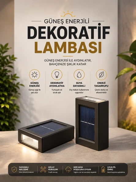 Mey İthalat® Bahçe Aydınlatması Solar Güneş Enerjili Dekoratik Led Işıklı Lamba ürün görseli 1
