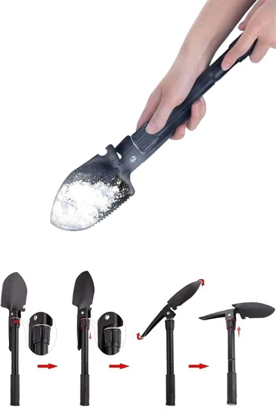 Mey İthalat® Çelik Katlanır Fonksiyonel Kamp Kazma Kürek Ve Kesme Aleti Seti Küçük Kazma Kürek Seti ürün görseli 1