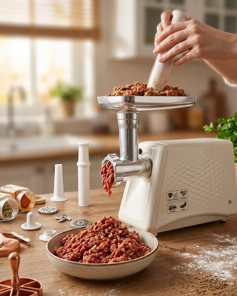 Mey İthalat® Et Kıyma Makinesi Sucuk İçli Köfte ve Salça Aparatlı ürün görseli 1
