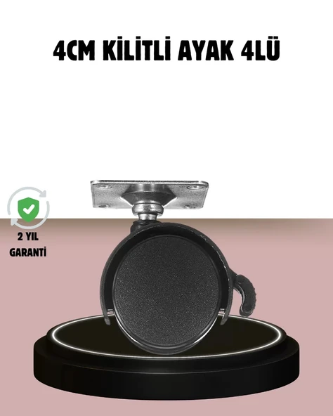 Nevamel® Kilitli 4 cm Tekerlek Ayak 4’lü Set Zemin Koruyucu ürün görseli 1