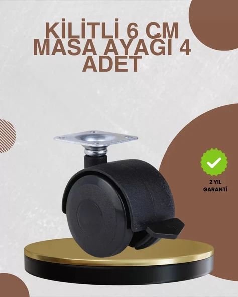 Nevamel® Kilitli Mobilya Ayağı 6 cm 4’lü Set Zemin Korumalı ürün görseli 1