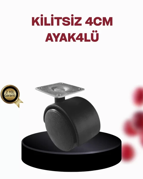Nevamel® 4 cm Döner Ayak Kilitsiz 4 Adet Mobilya ve Sehpa Ayağı ürün görseli 1