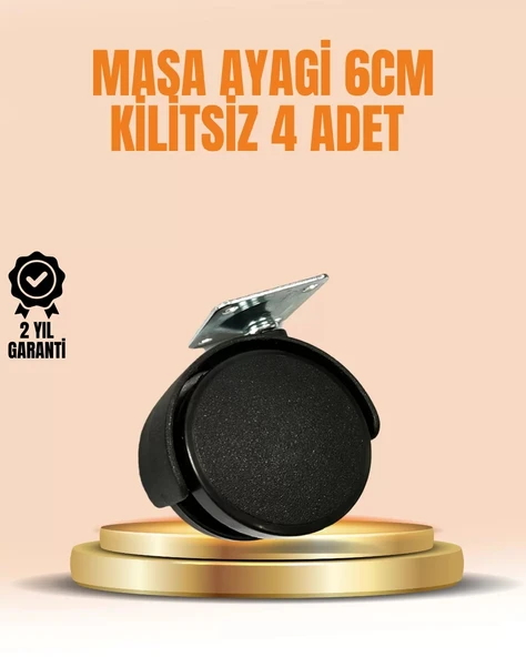 Nevamel® 6 cm Kilitsiz Masa Ayağı Tekerleği 4’lü Set Çok Amaçlı ürün görseli 1