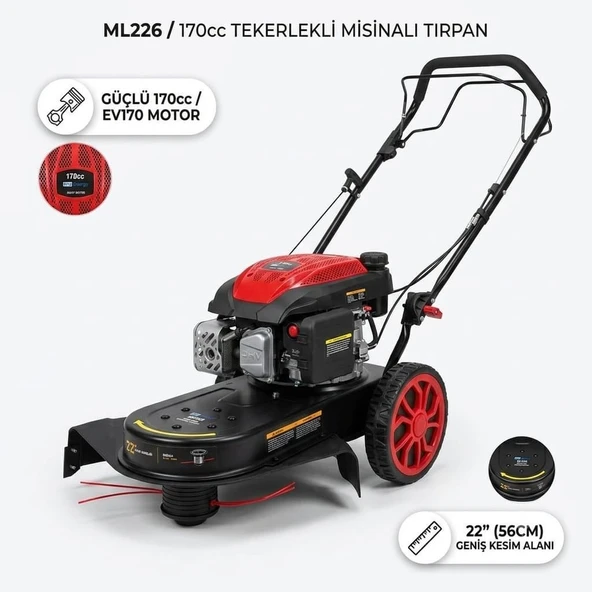 Energy ML22G Benzinli Tekerlekli Misinalı Tırpan ürün görseli 1