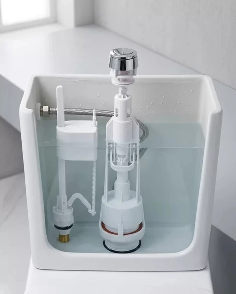 Nevamel® Vitrifiye Rezervuar İç Takımı Basmalı Mekanizma Alt Girişli Sessiz Dolum Sistemi ürün görseli 1