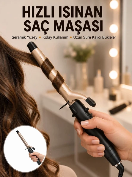 Mey İthalat® Profesyonel 25 mm Saç Maşası Kalın Bukle Etkili Yeni Nesil ürün görseli 1