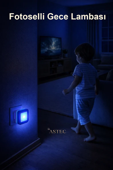 ASTEC Fotoselli Gece Lambası 1 Watt Tak Çalıştır Sensörlü Mavi Renk ürün görseli 1