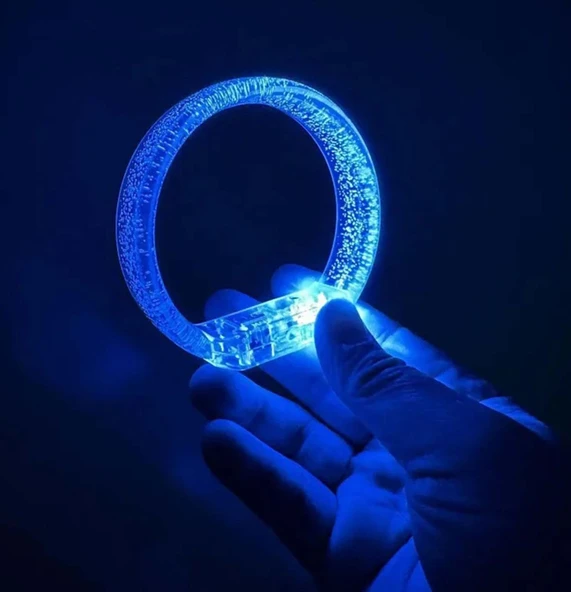 Mavi Led Işıklı Baskı Yapılabilen Pilli Bileklik Bilezik 1,5 cm Genişlik ürün görseli 1