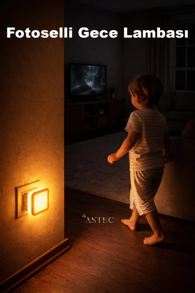 ASTEC Fotoselli Gece Lambası 1 Watt Tak Çalıştır Sensörlü Sarı Renk ürün görseli 1