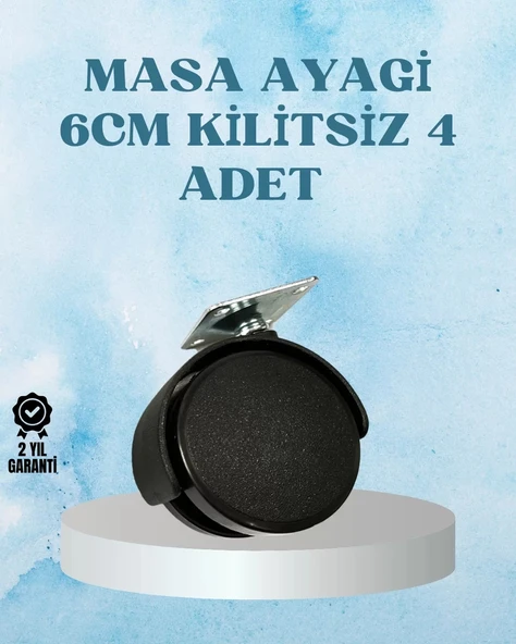 Nevamel® Kilitsiz Mobilya Tekerleği 6 cm 4 Adet Dayanıklı Tasarım ürün görseli 1