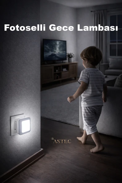 ASTEC Fotoselli Gece Lambası 1 Watt Tak Çalıştır Sensörlü Beyaz Renk ürün görseli 1